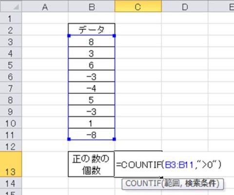 Excel エクセルで 正の数 負の数 だけをカウントする方法 白丸くん