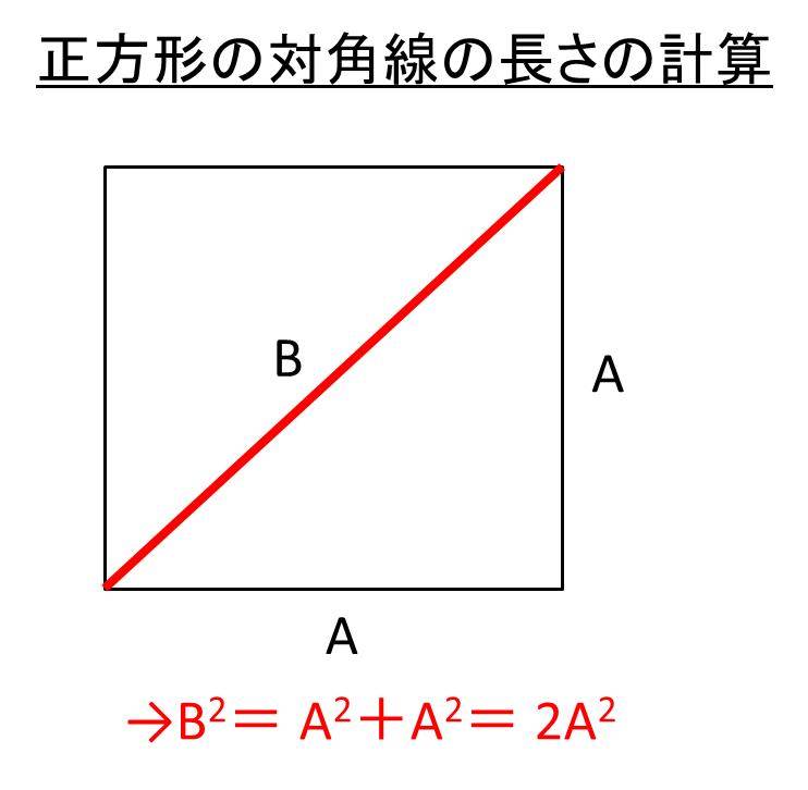 正方形の対角線の求め方と対角線から辺の長さを計算する方法 白丸くん