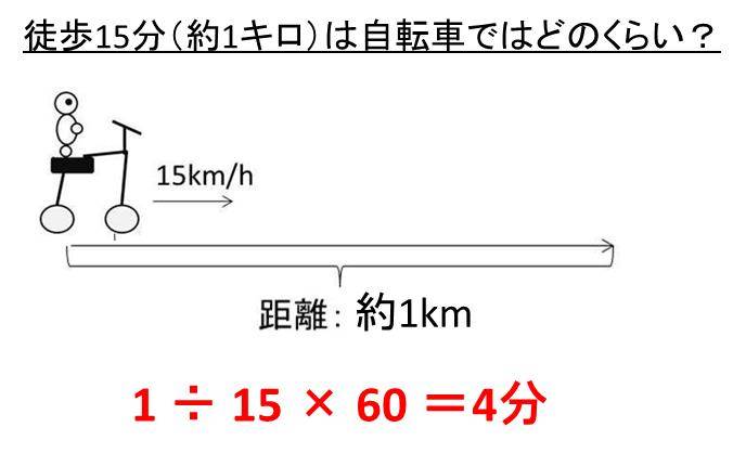 1km 自転車 で 何 分