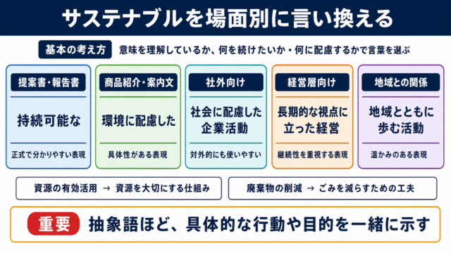 サステナブルの言い換え一覧表をシーン別に解説
