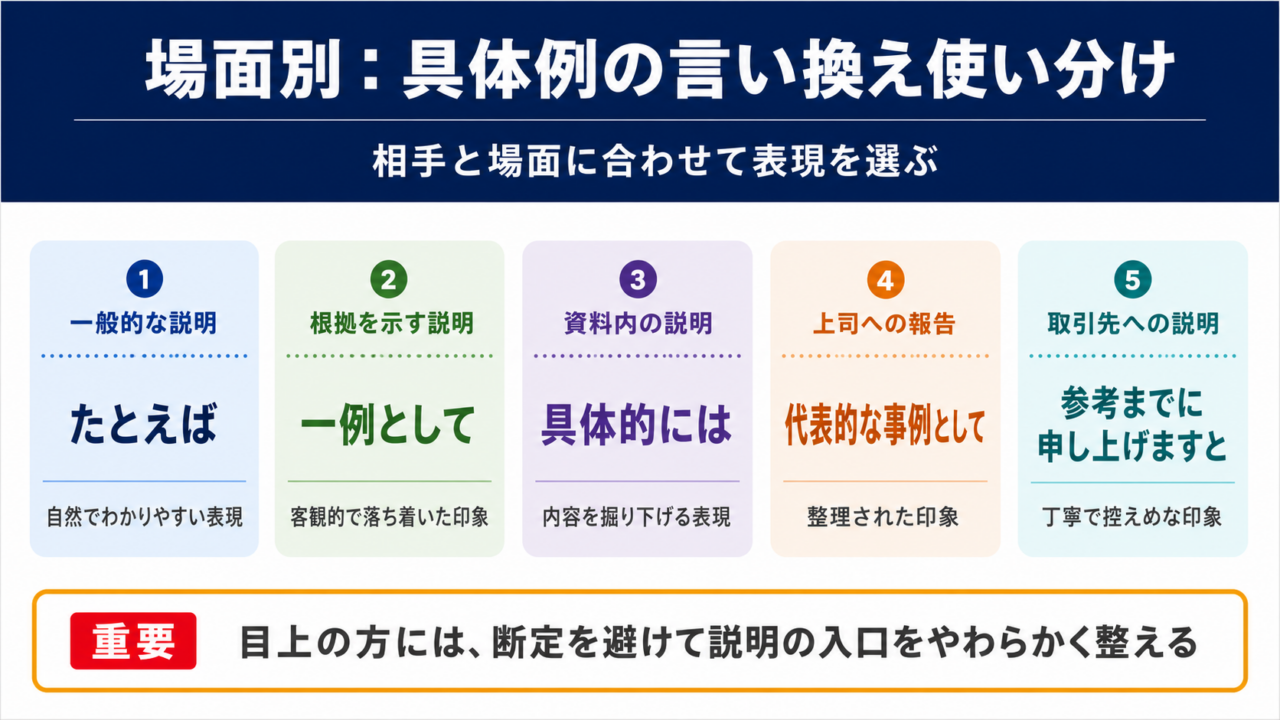 具体例の言い換え一覧表をシーン別に解説