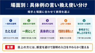 具体例の言い換え一覧表をシーン別に解説
