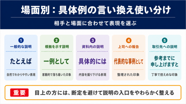 具体例の言い換え一覧表をシーン別に解説