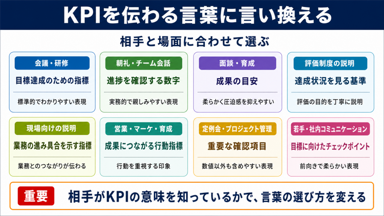 KPIの言い換え一覧表をシーン別に解説