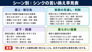シンクの言い換え一覧表をシーン別に解説