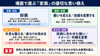 変装の言い換え一覧表をシーン別に解説