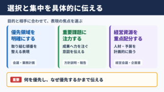 選択と集中の言い換え一覧表とシーン別の使い分け