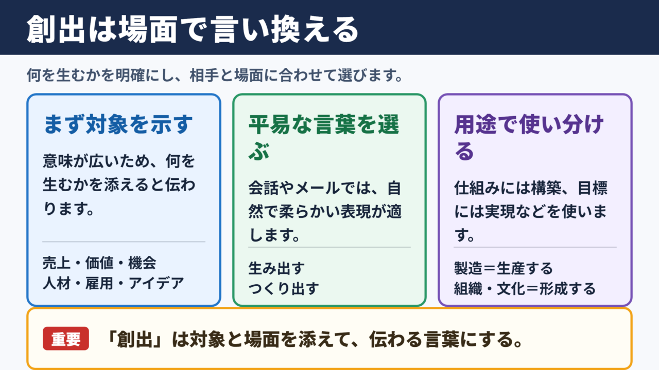 創出の言い換え一覧表と場面別の使い分け