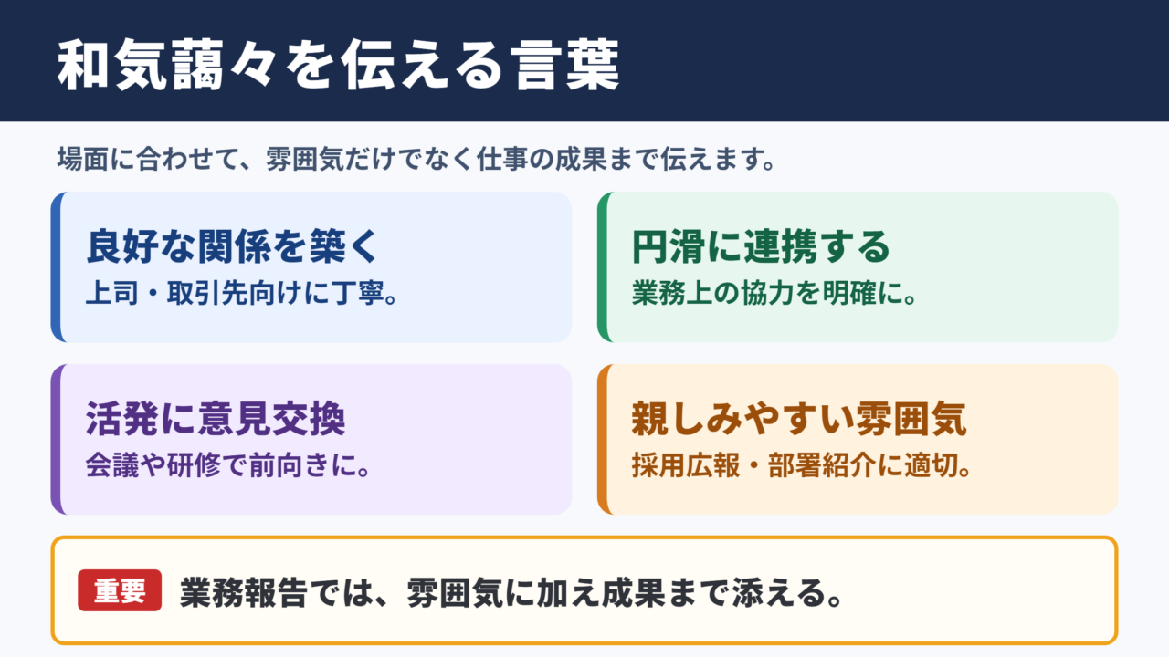 和気藹々の言い換え一覧表と使い分け