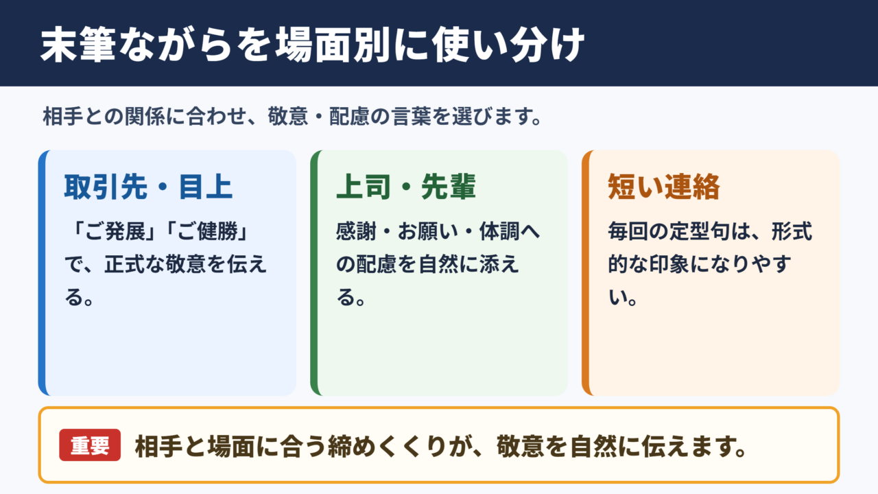 末筆ながらの言い換え一覧表とシーン別の使い分け