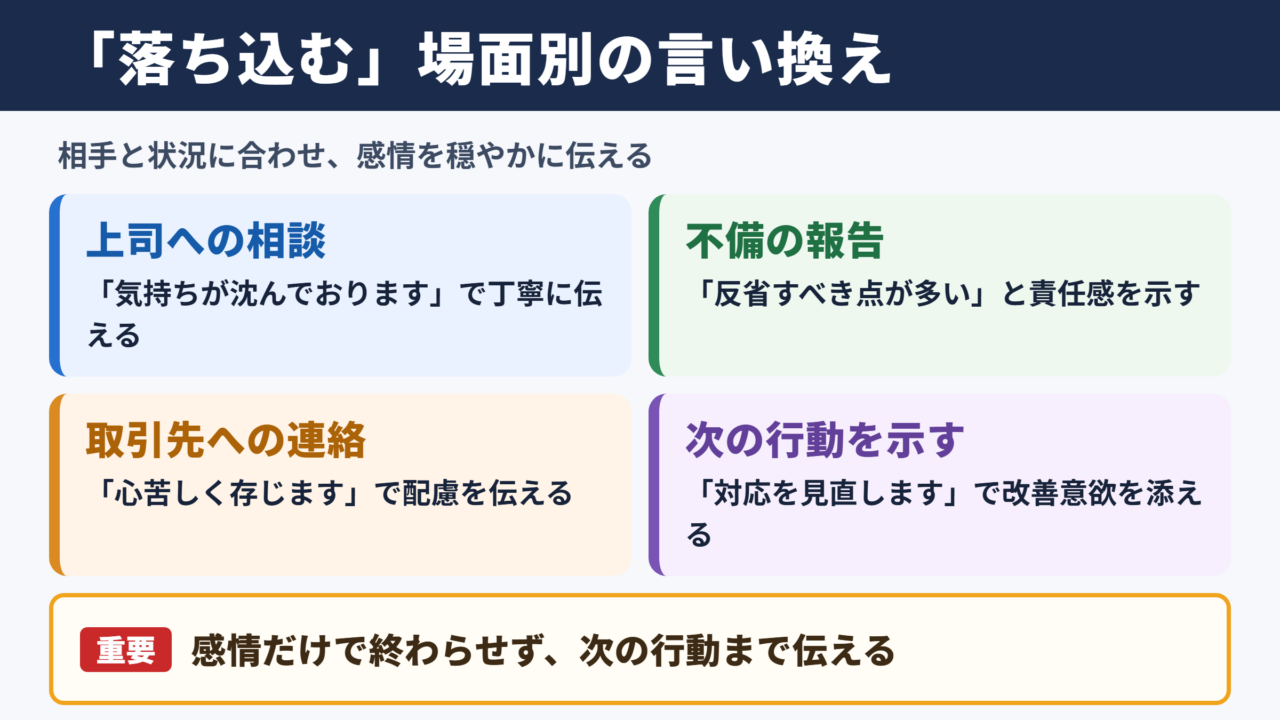 落ち込むの言い換え一覧表と場面別の使い分け