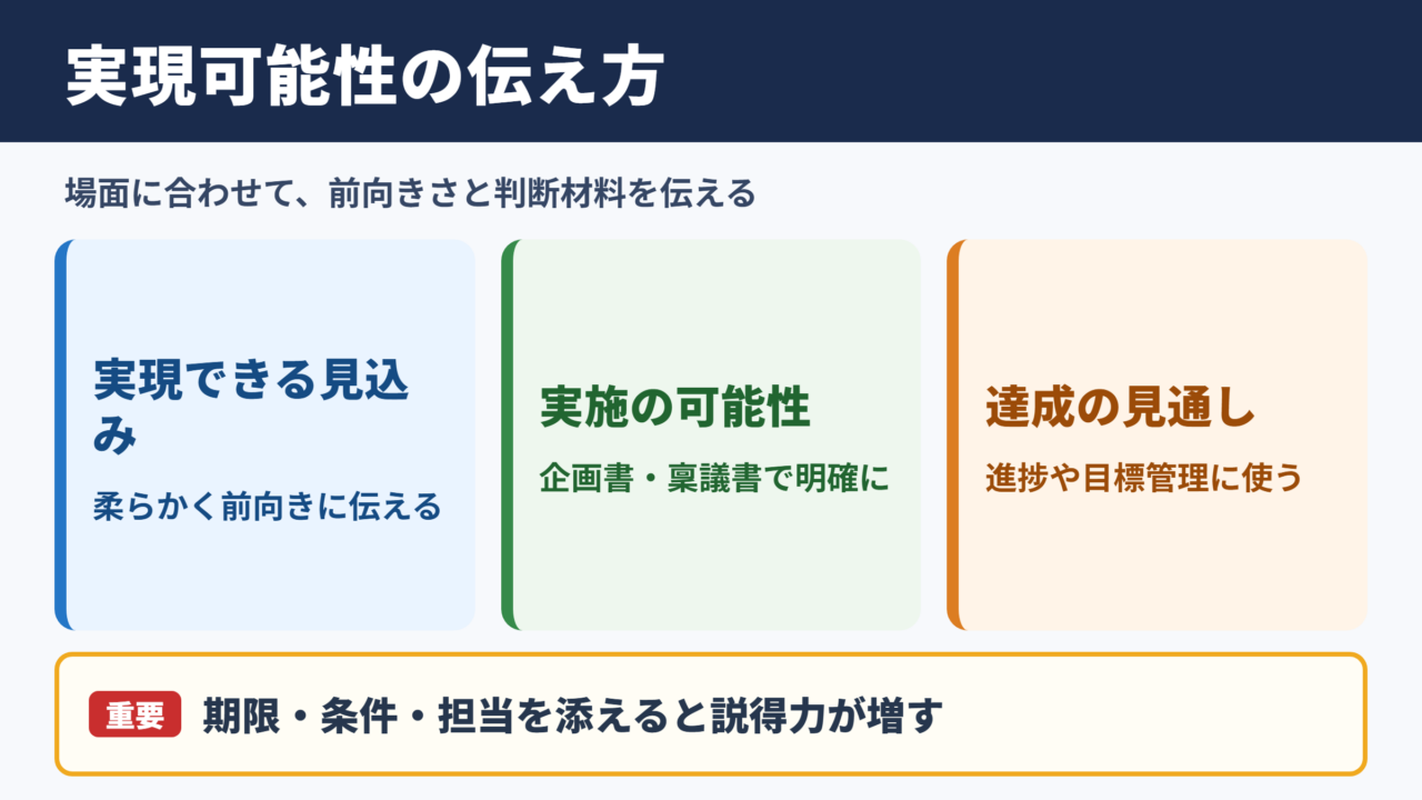 実現可能性の言い換え一覧表とシーン別の使い分け