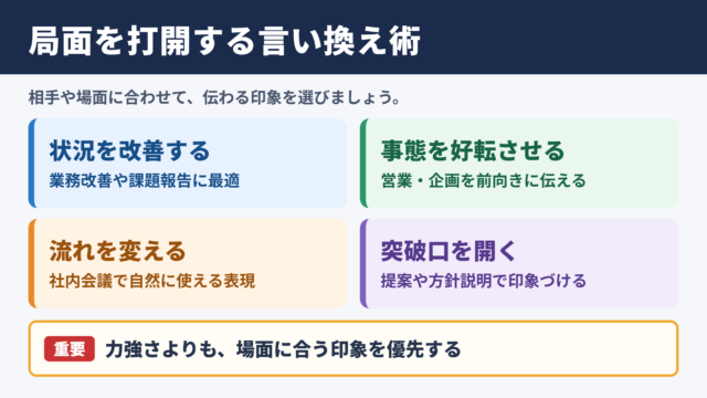 局面を打開するの言い換え一覧表とシーン別の使い分け