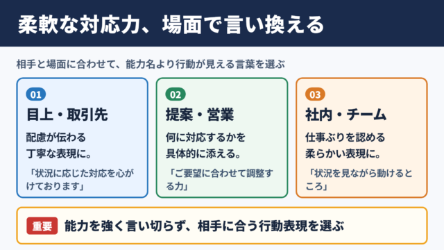 柔軟な対応力の言い換え一覧表とシーン別の使い分け