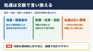 処遇の言い換え一覧表と使い分け