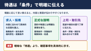 待遇の言い換え一覧と場面別の使い分け