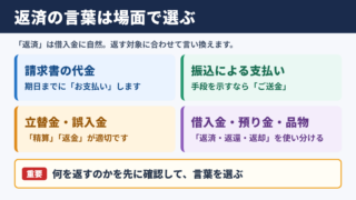 返済するの言い換え一覧表とシーン別の使い分け
