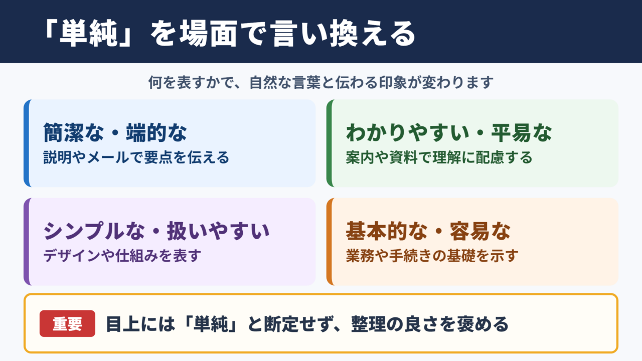 単純なの言い換え一覧表とシーン別の使い分け