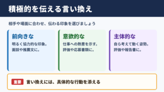 積極的なの言い換え一覧表と場面別表現