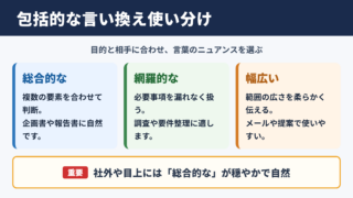 包括的なの言い換え一覧表とシーン別の使い分け