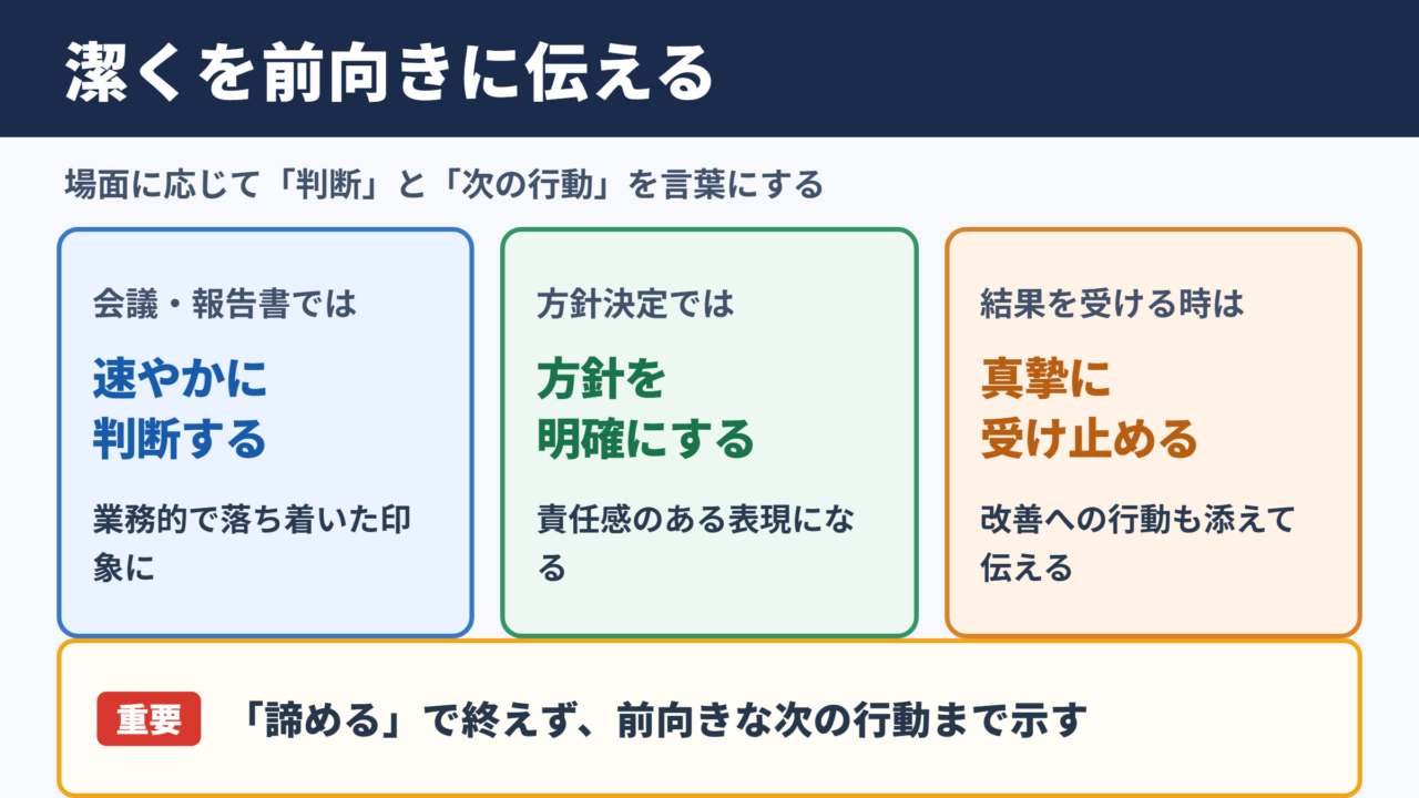 潔くの言い換え一覧表とシーン別の使い分け