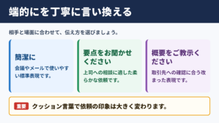 端的にの言い換え一覧表とシーン別の使い分け