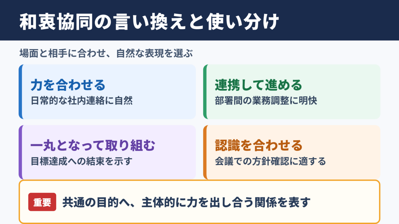和衷協同の言い換え一覧と使い分け