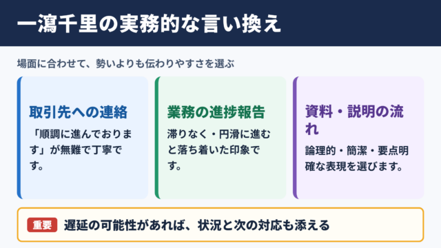一瀉千里の言い換え一覧表とシーン別の使い分け