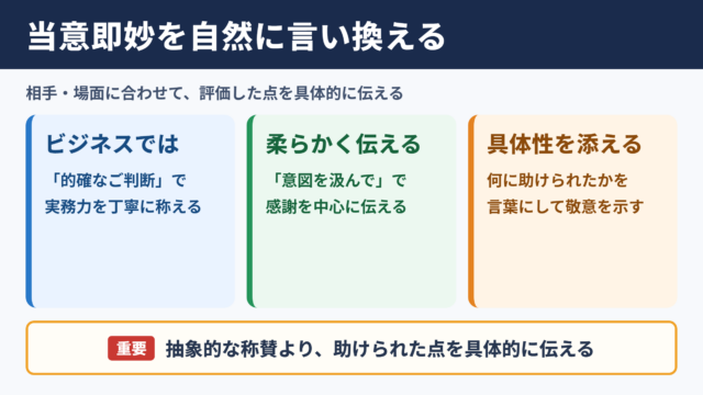 当意即妙の言い換え一覧表とシーン別表現