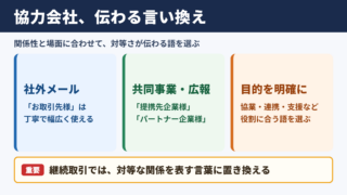 協力会社の言い換え一覧表とシーン別表現