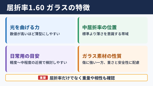 屈折率1.60のガラスレンズの特徴