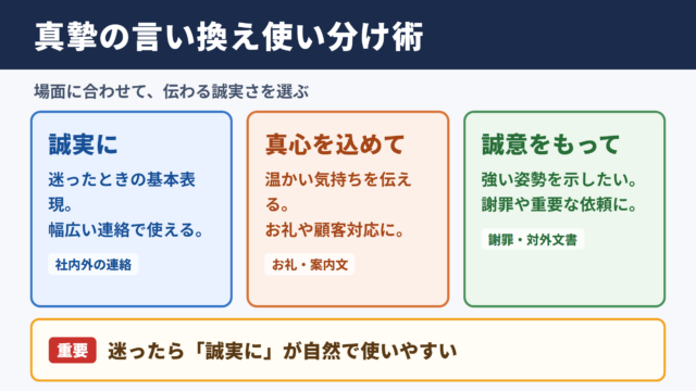 真摯の言い換え一覧表とシーン別の使い分け