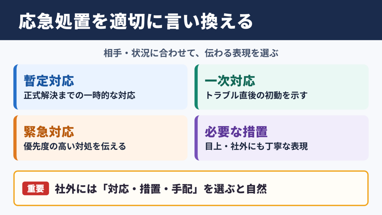 応急処置の言い換え一覧表と使い分け