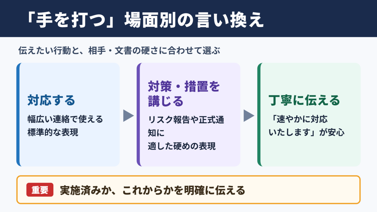 手を打つの言い換え一覧表とシーン別の使い分け