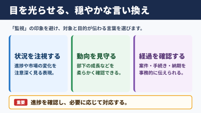 目を光らせるの言い換え一覧表とシーン別の使い分け