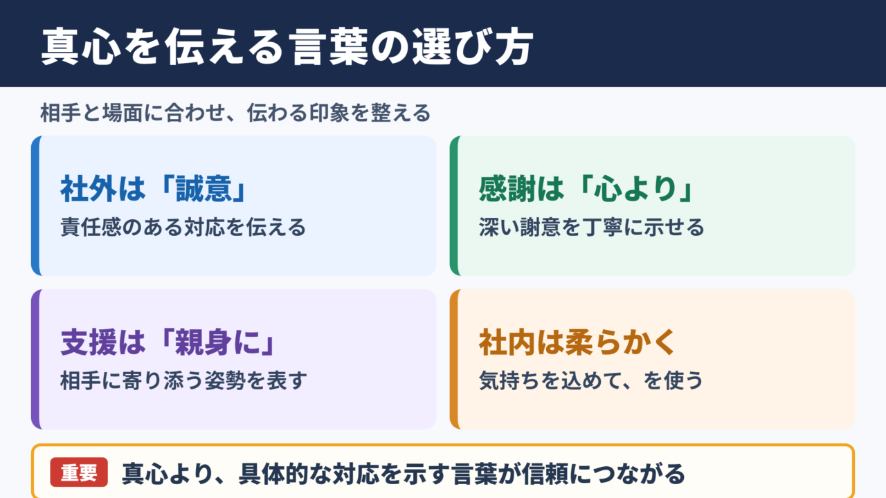 真心の言い換え一覧表とシーン別の使い分け