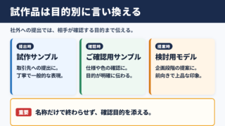 試作品の言い換え一覧表とシーン別の使い分け