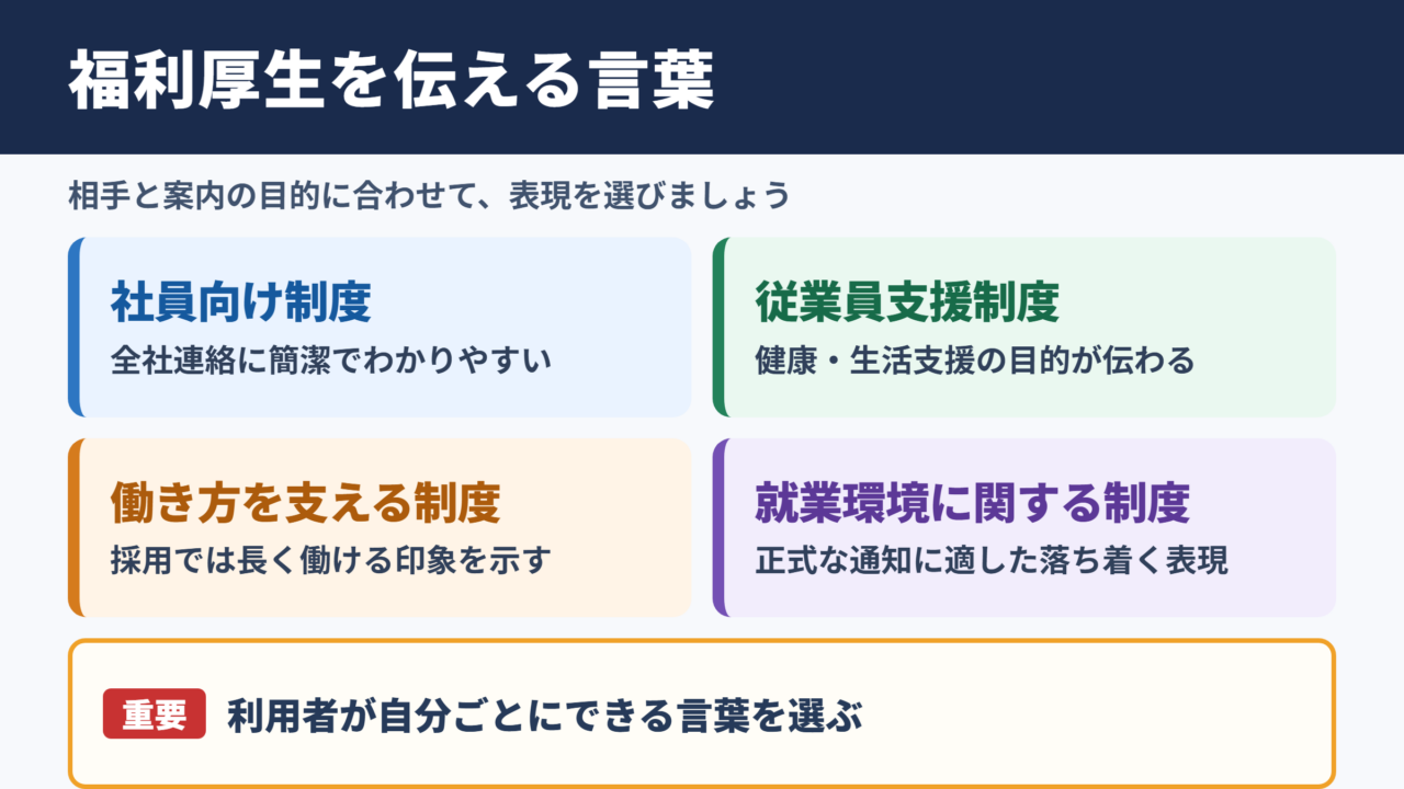 福利厚生の言い換え一覧表