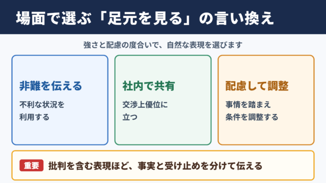足元を見るの言い換え一覧表と場面別の使い分け