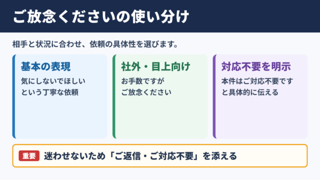 ご放念くださいの言い換え一覧表