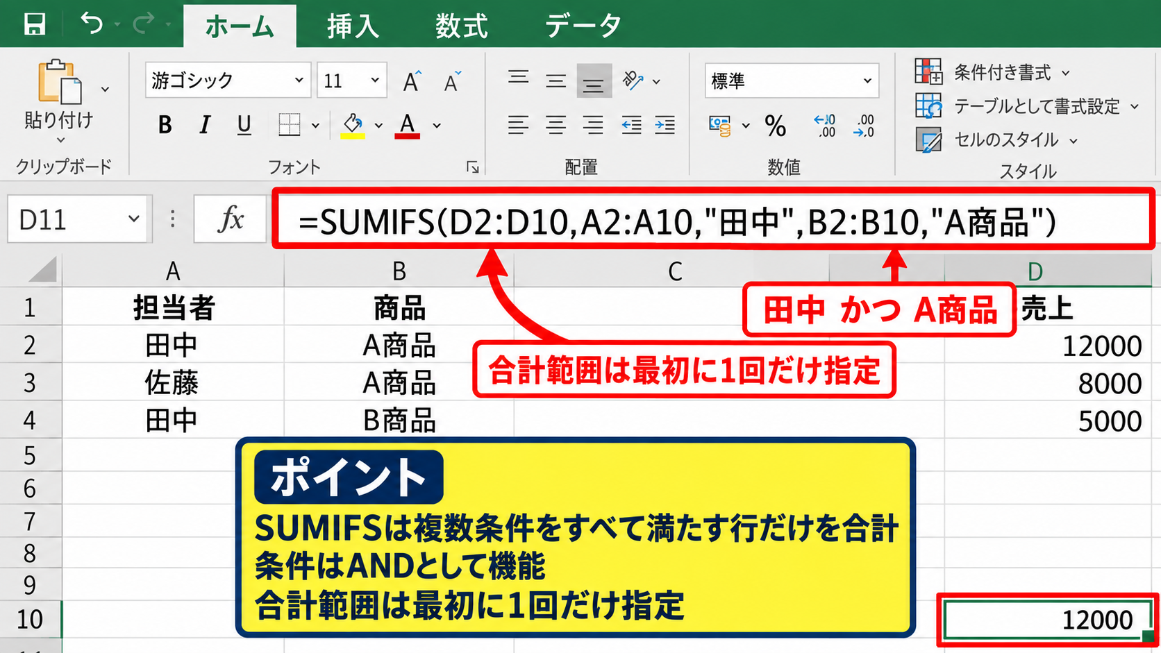 SUMIFとSUMIFSの使い分け - 複数条件に対応するSUMIFS