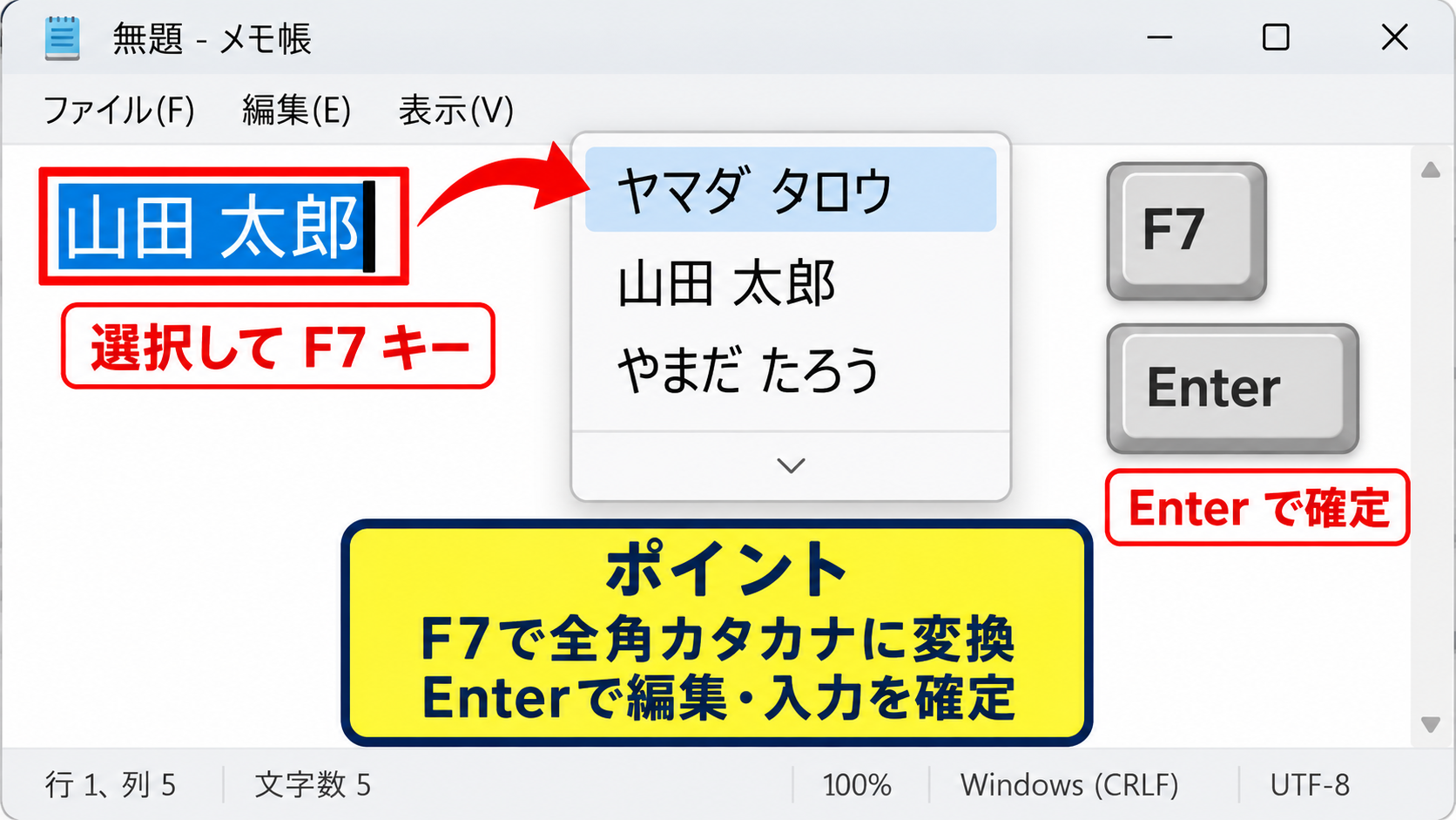 エクセルで漢字をカタカナに変換する方法 - IMEでカタカナへ変換する操作