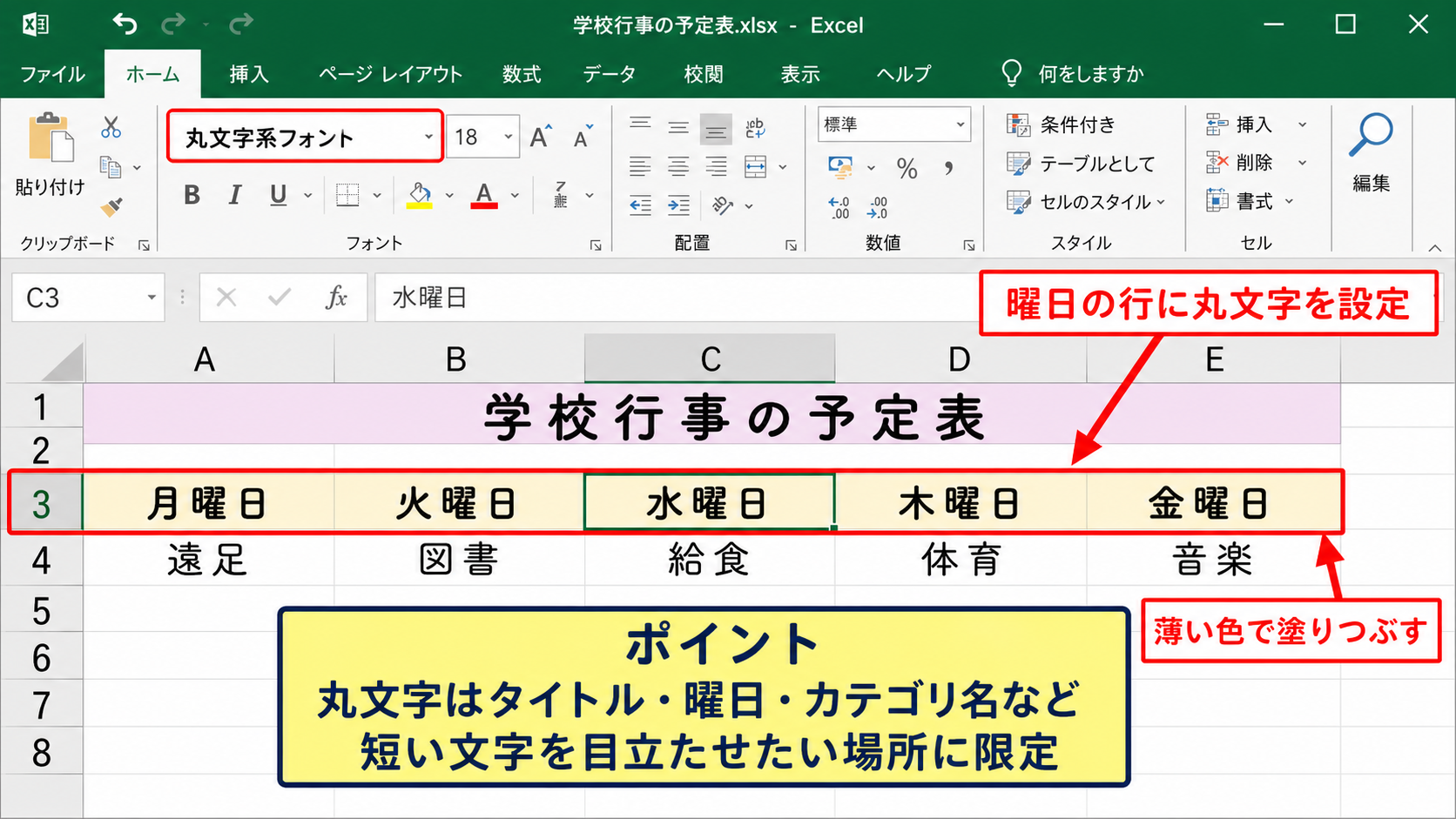 かわいいフォントの使い分け - 丸文字系フォントが合う表の種類