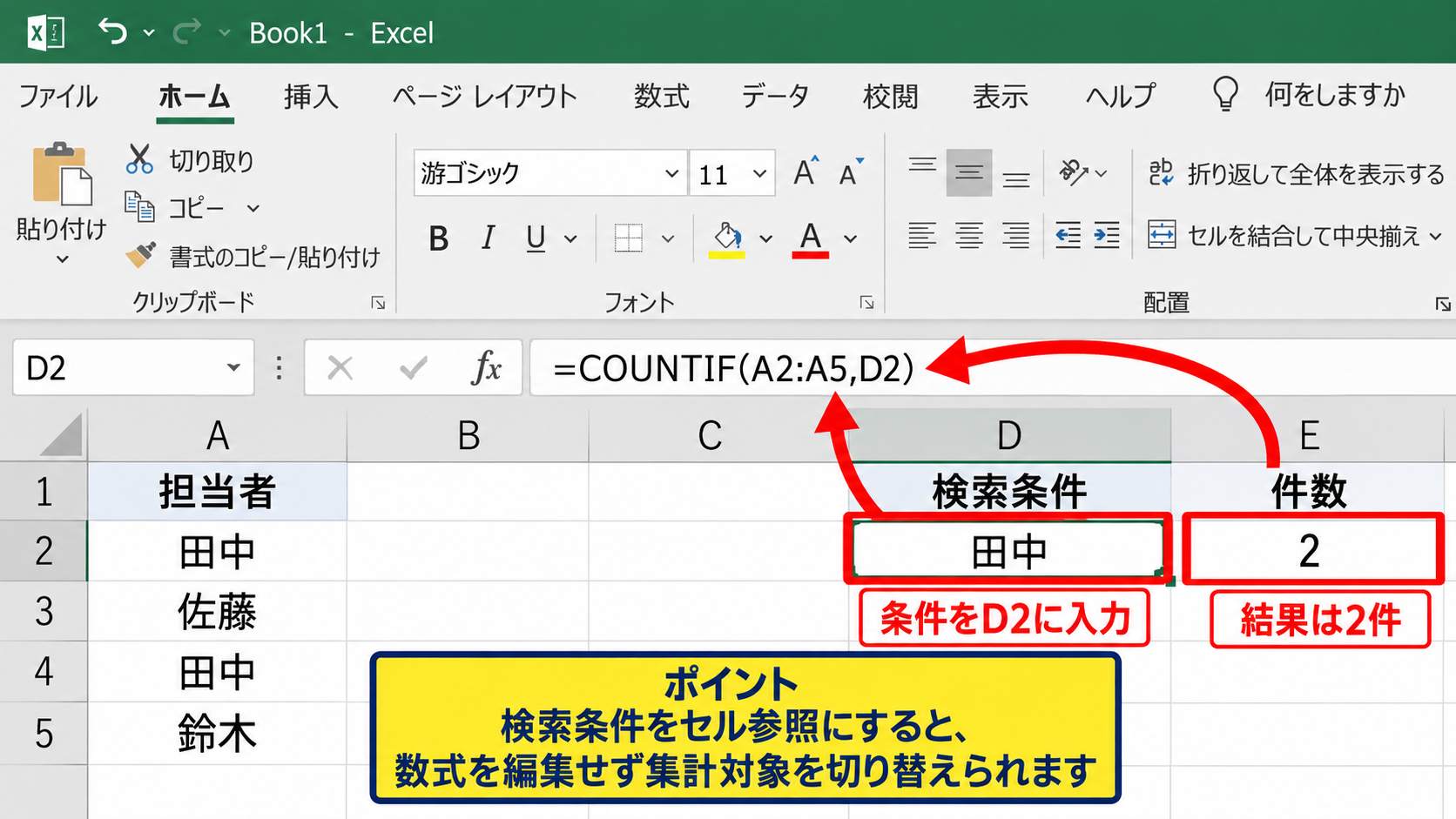 文字列を条件にしたCOUNTIF関数 - 完全一致する文字列の集計