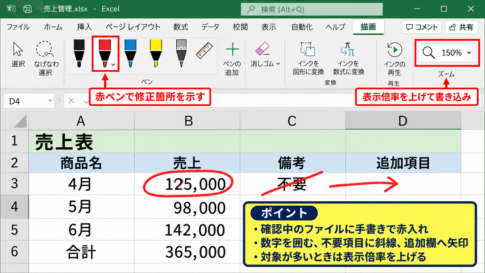 手書き注釈と図形の使い分け - 赤入れに向く手書きペン