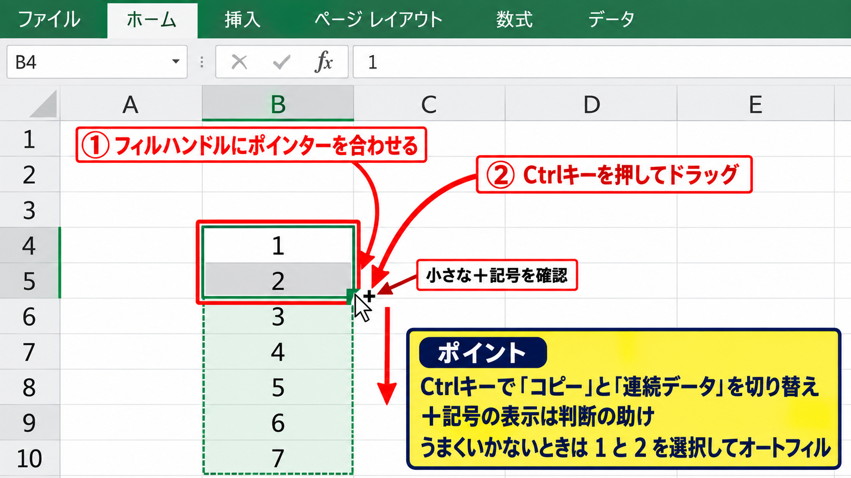 ドラッグで同じ数字がコピーされる原因 - Ctrlキー操作とコピー動作の反転
