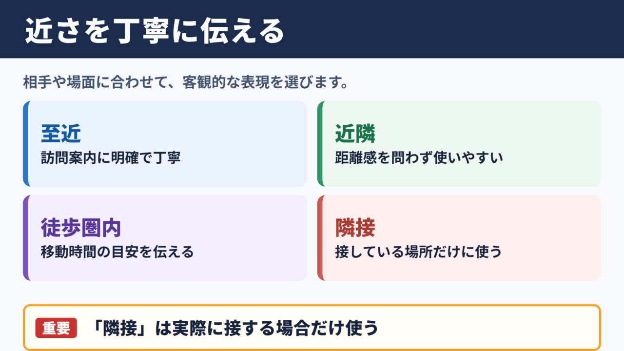 目と鼻の先の言い換え一覧表とシーン別の使い分け