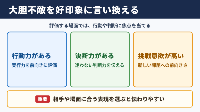 大胆不敵の言い換え一覧表をシーン別に解説