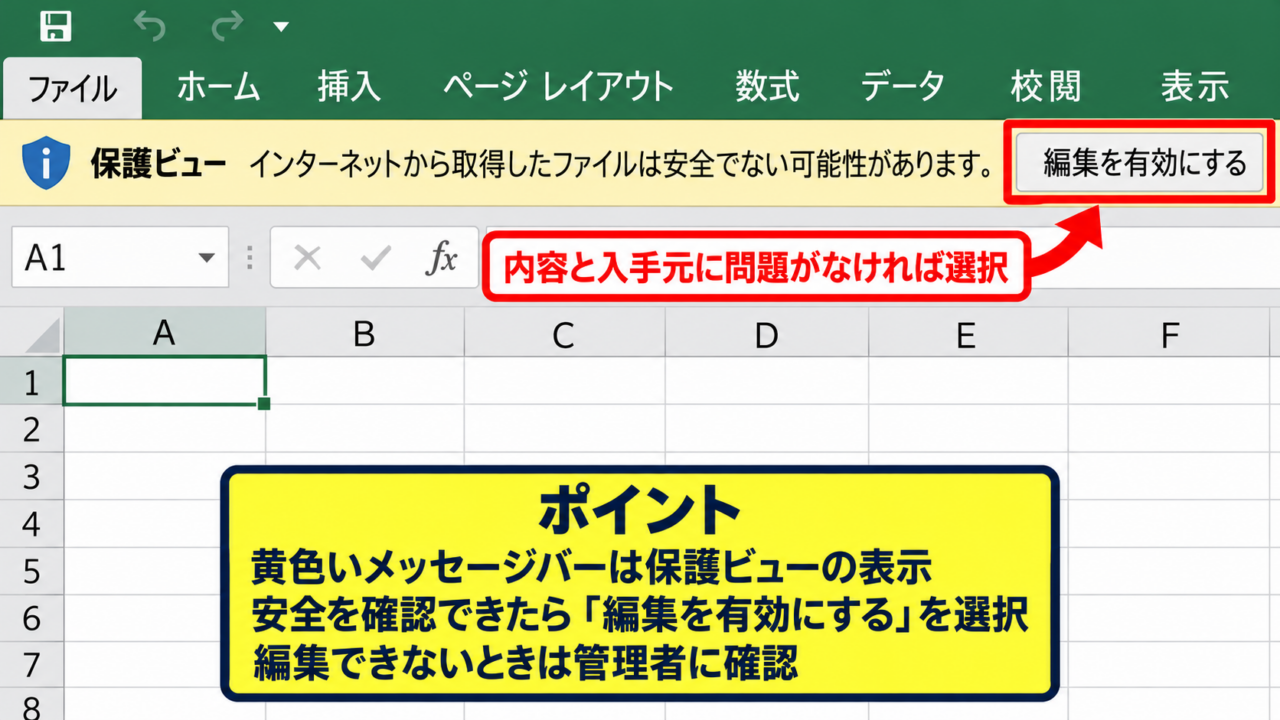 エクセルの読み取り専用を解除する方法 - 編集を有効にするボタンの確認