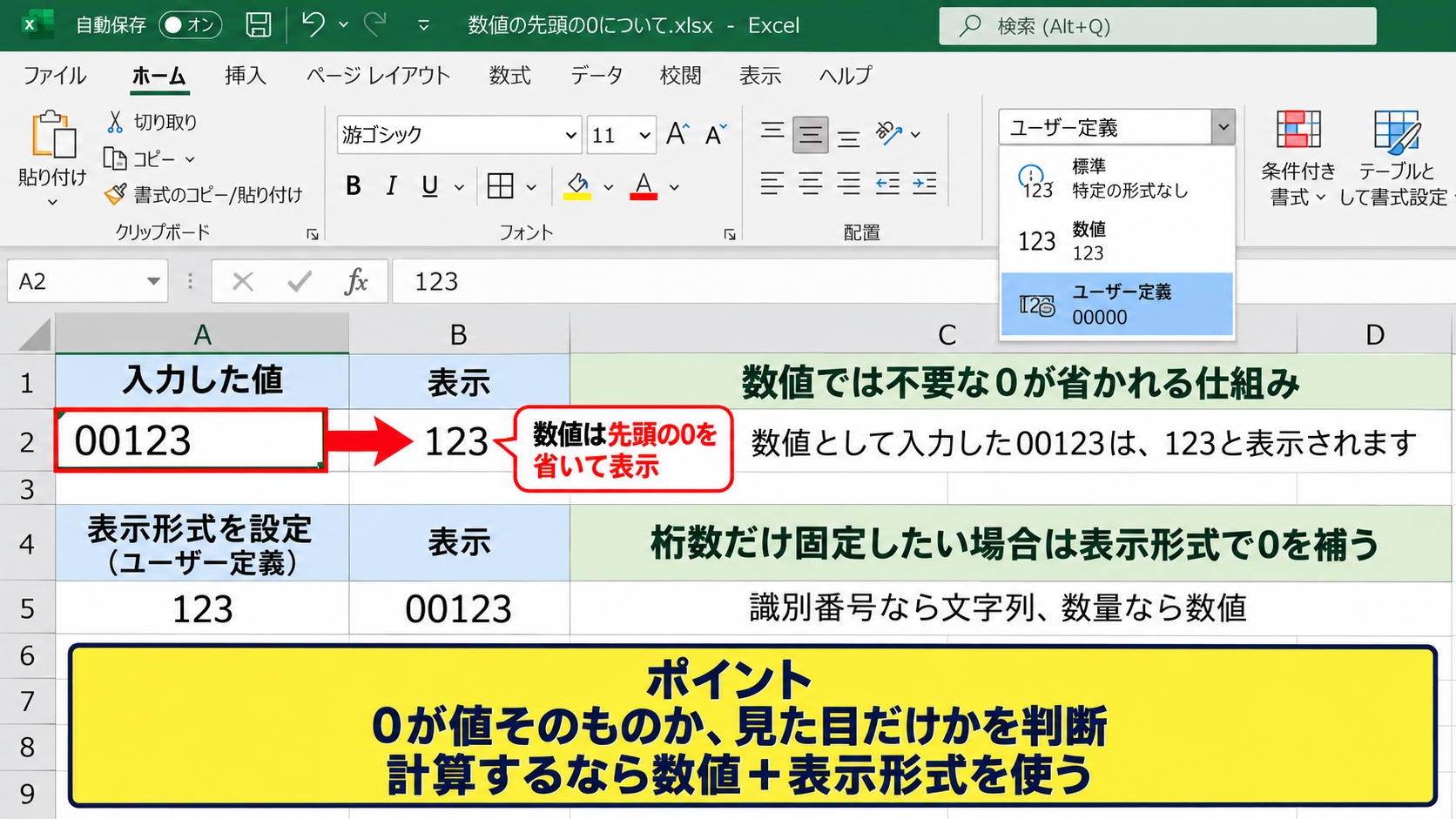 先頭の0が消える原因と表示形式 - 数値では不要な0が省かれる仕組み